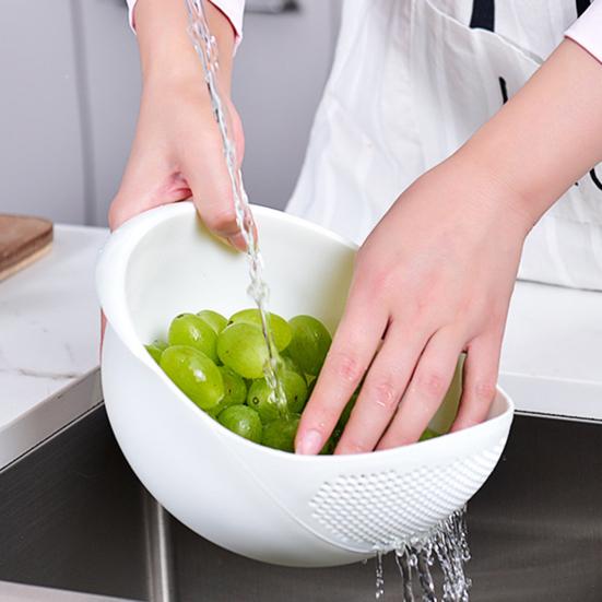Корзина для мытья и слива риса Легкая Пищевой пластик Двухслойные дренажные отверстия Хранение овощей и фруктов Кухонная корзина