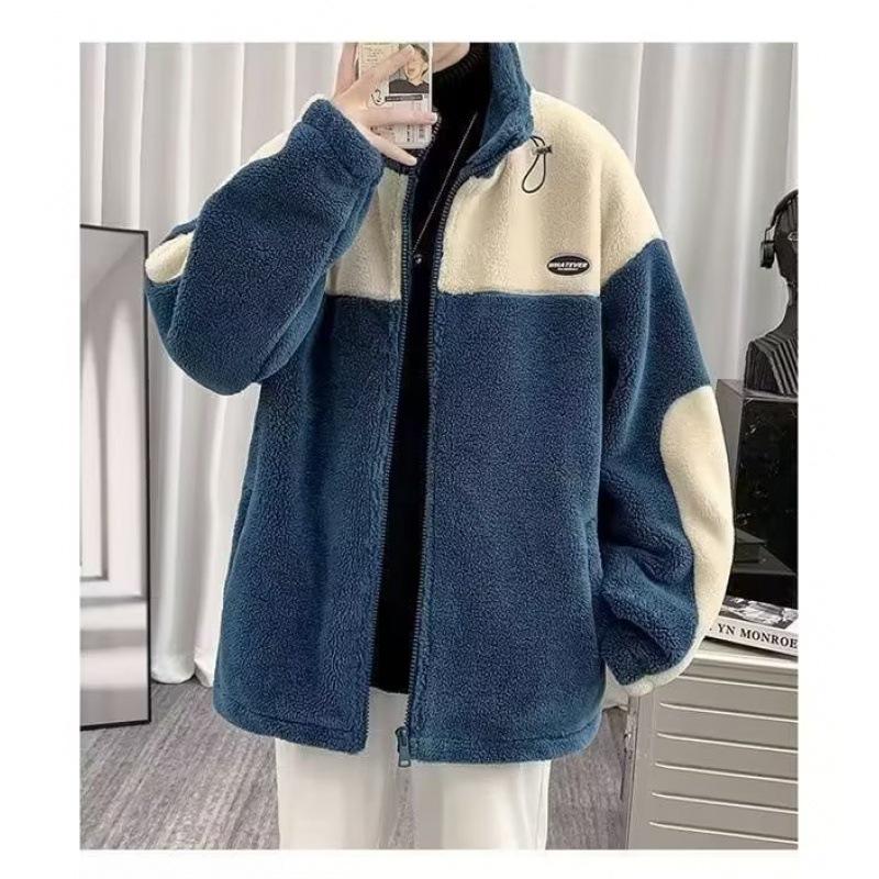 Мужская куртка из овчины - Модная корейская зимняя рабочая одежда, Свободная, Плюс бархат, Утепленный верх
