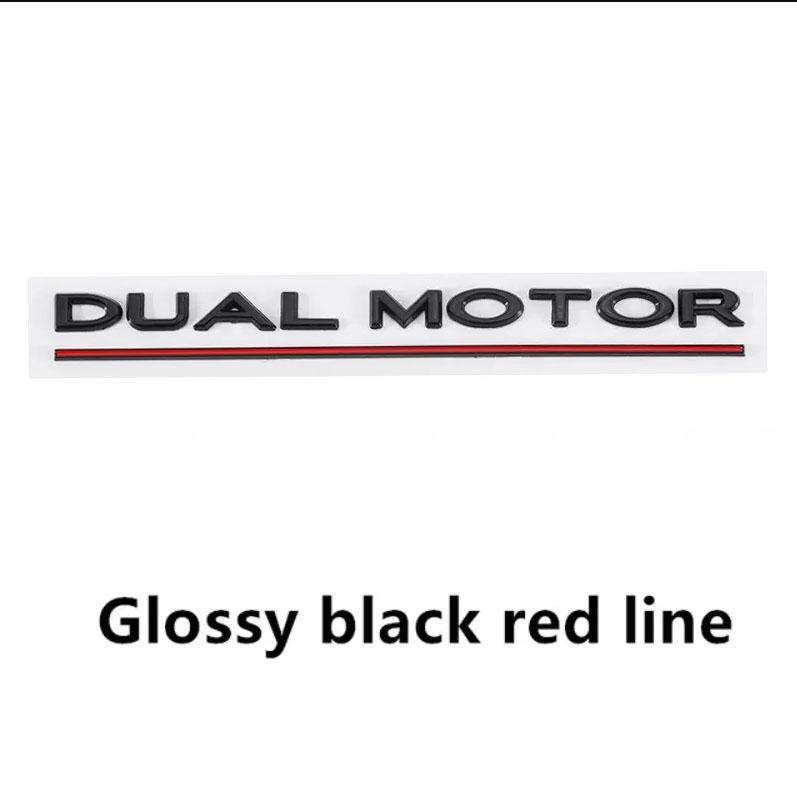 hjqcu2 3D Logo DUAL MOTOR Underlined Letters Emblem For Tesla Model Y 3 X S Car Trunk Badge Sticker Dual Motor Sticker Accessories