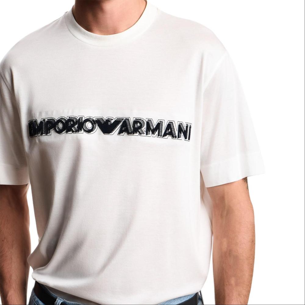 Emporio Armani Эластичная вязаная футболка с круглым вырезом, облегающая, мужские топы EM004520-AF13747-U0003