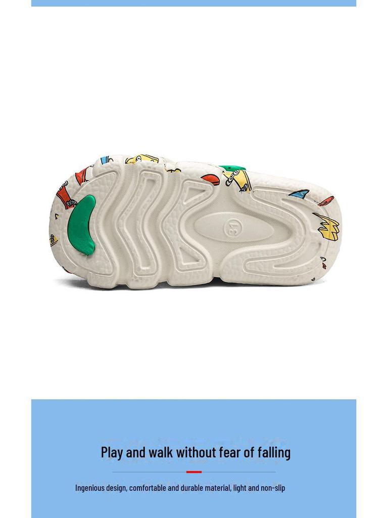 Летние сандалии для мальчиков с нескользящей мягкой подошвой и рисунком в виде мультфильмов: Детские тапочки для улицы с двумя петлями