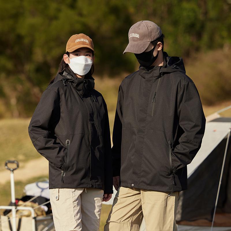 Spring and Autumn Outdoor Mountain Single Jacket Men's Three-proof Loose Casual Couple Hooded Contrast Jacket