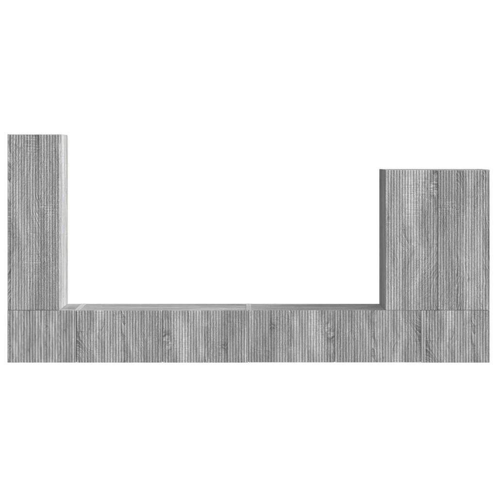 TV Wall Shelf Set Wall Mounted 6 pcs Grey Sonoma