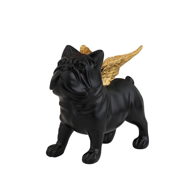 Simple Modern Home Decoration Accessories Black Gold Bulldog Ceramic Dog Crafts Living Room Entrance Desktop Decor Ideas