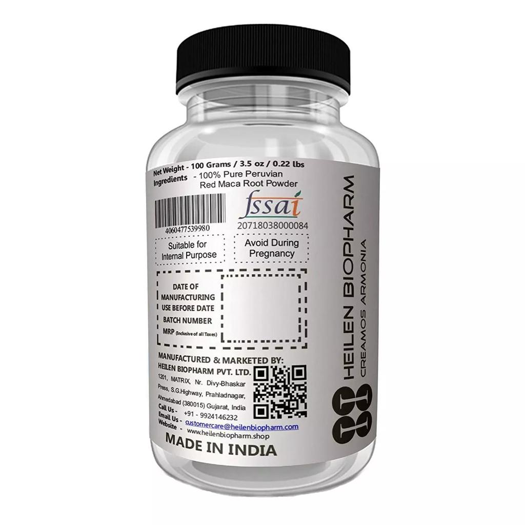 Корень Перуанской красной Маки (100 г), Premium Peruvian Red Maca Root Powder,  Heilen Biopharm