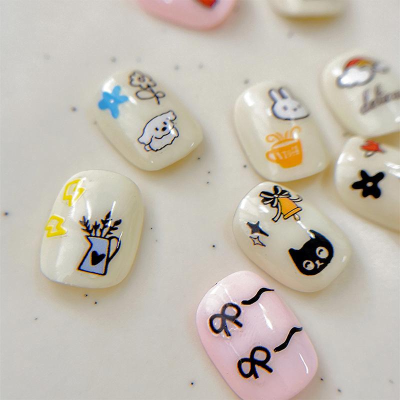 5D Embossed Cute Cartoon Animal Design Nail Art Sticker Decals Self Adhesive Supplies For Women And Girls