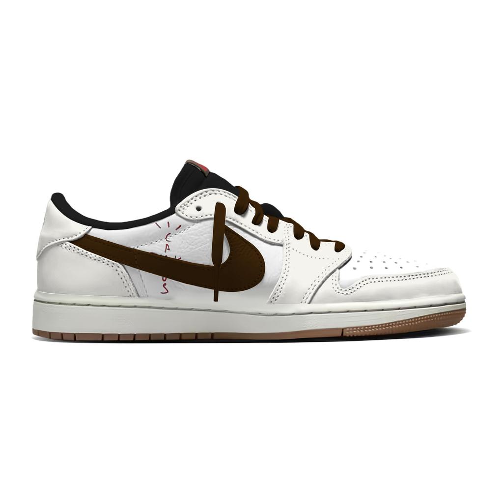 Travis Scott x Jordan Air Jordan 1 2026 Каштановый 7.0 Низкие Нескользящие Низкие Винтажные Баскетбольные Кроссовки Женские DZ4137-700(Команда1897-2026)