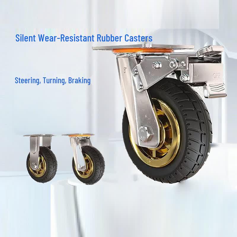 8-inch Industrial Rubber Fixed Caster with Brake