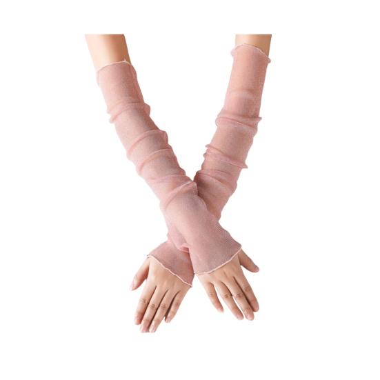 Женские прозрачные сетчатые рукава, длинные, ультратонкие, кружевные перчатки без пальцев, защита от ультрафиолетового излучения, охлаждающая сетчатая тюль, солнцезащитные рукава для улицы