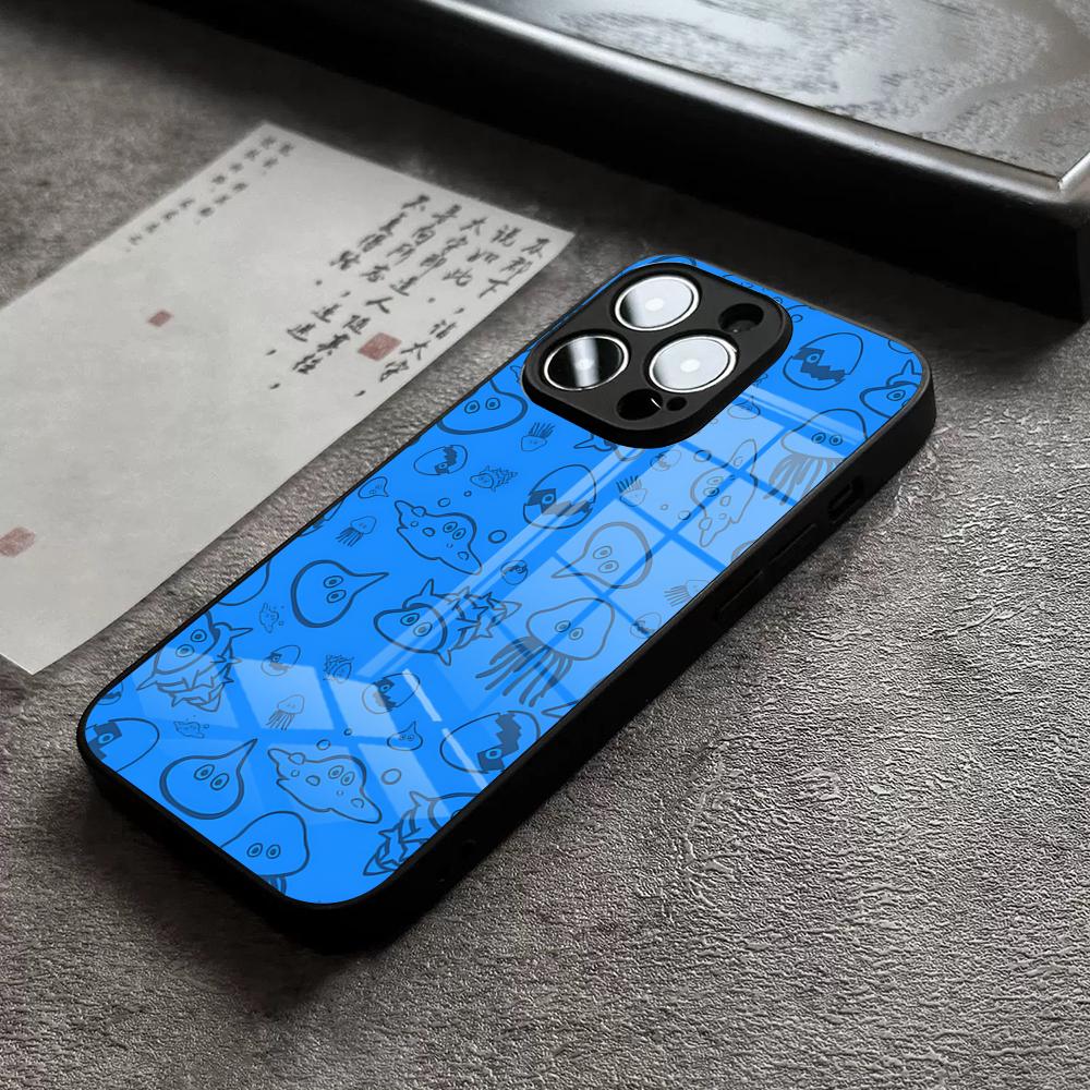 D-Dragon Quest Слайм Чехол для телефона Для iPhone 17 Pro Max 14 Pro 15 12 11 13 Mini X XR XS 16 Plus SE Стеклянная крышка