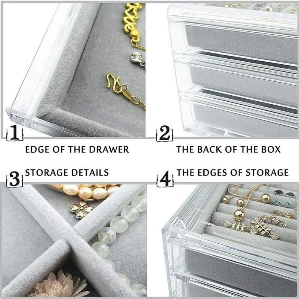 3-Layer Drawer Storage Box High-Capacity Earrings Necklaces Storage  Countertop Display