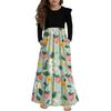 Girls' Tiered Ruffle Dress - Long Sleeve Printed Maxi With Pockets