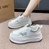 Spring 2024 New Thick-soled Little White Shoes Women's Korean Version Versatile Muffin and Casual Shoes Lace-up Student Women's Board Shoes