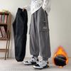 Мужские зимние свободные утолщенные теплые спортивные брюки со шнуровкой и завязками на шнурке рабочие брюки из софтшелла с несколькими карманами