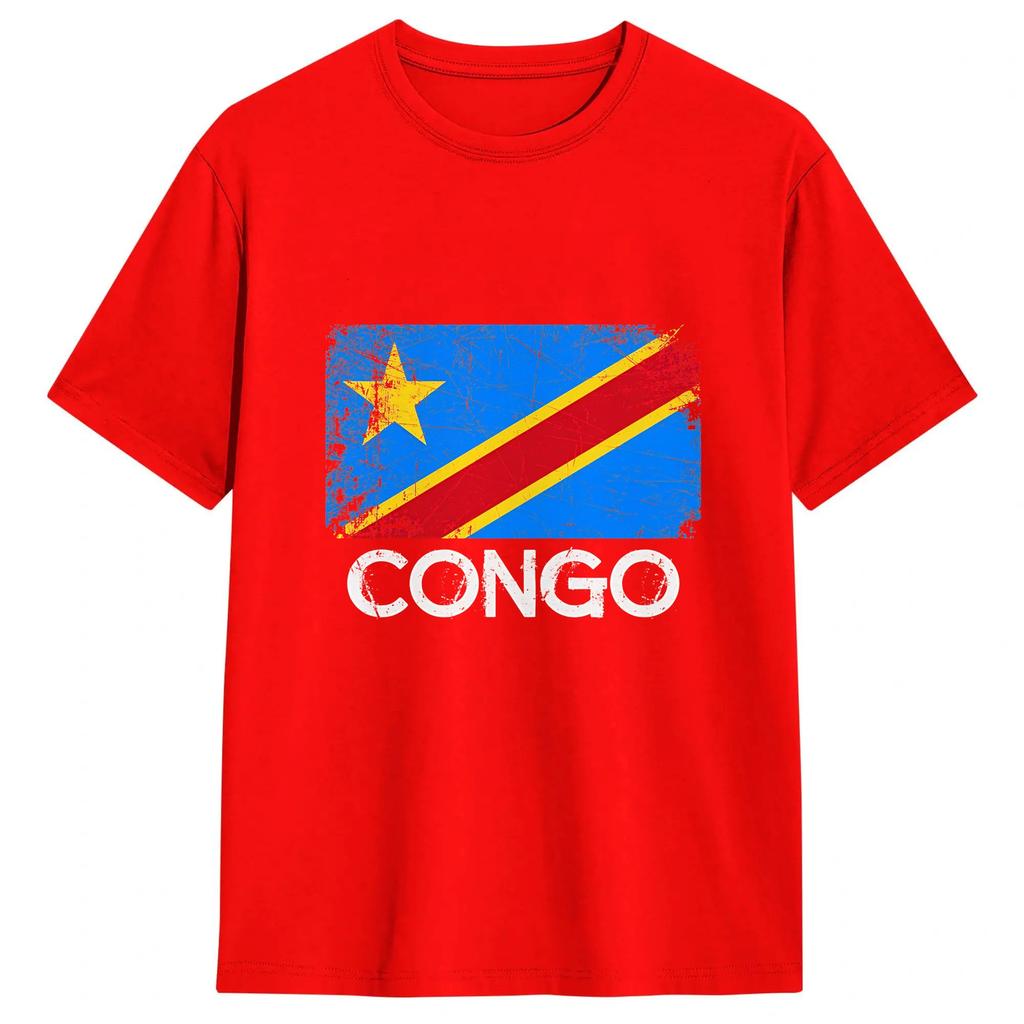 Congo Flag Unisexs T Shirts Crazy Tees Short Sleeve Crew Neck Tshirt 100 Cotton 6xl Clothing