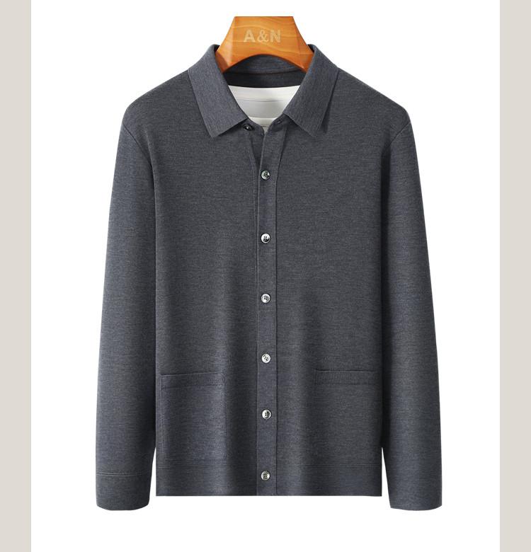 Machine washable fine spun wool - autumn simple and luxurious knitted cardigan men's thin sweater jacket