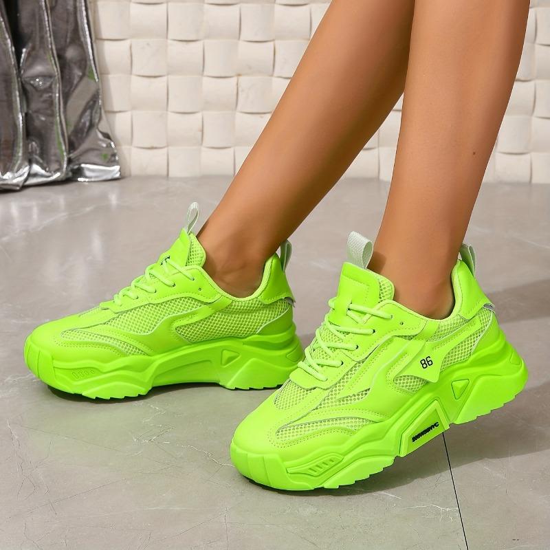 2025 Конфетный цвет Сетчатые Поп Обувь Женские Толстая Подошва Повседневные Кроссовки Сто Мягкая Подошва Дышащие Беговые Кроссовки