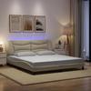 VidaXL Bed Frames with LED Lights, Double Bed with Headboard Cushion, Adult Bed, Bedroom Furniture, Modern, Cream 3213723