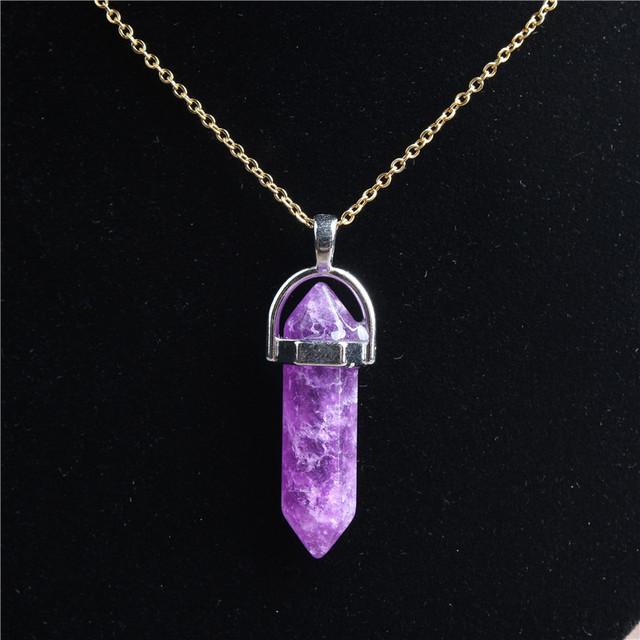 29 Стиль 42 см Натуральный Кристалл Камень Ожерелье Шестигранная Колонна Золотая Цепь Нержавеющая Сталь Подвеска Для Самодельных Ювелирных Изделий Для Мужчин И Женщин