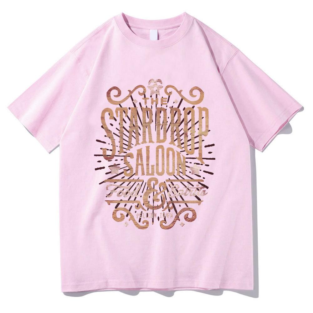 Stardew Valley Stardrop Saloon T Shirts Harajuku Retro Print T Shirt Gamer Lover 100%Cotton Short Sleeve Tshirt Unisex Comfort Tees Men women clothes
