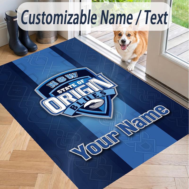 Custom Text Printed Rug NSW Blues logo Non Slip Floor Carpet For Home Room Decor
