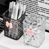 1pc Clear Acrylic Desk Organizer with Bow Accent-Durable Pen Holder and Storage Basket for Office Supplies,Pens,and Accessories