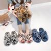 New Cross-haired Slippers Women's Fashion Korean Version Leopard Print Home Slippers Casual Flat Open-toed Floor Mop