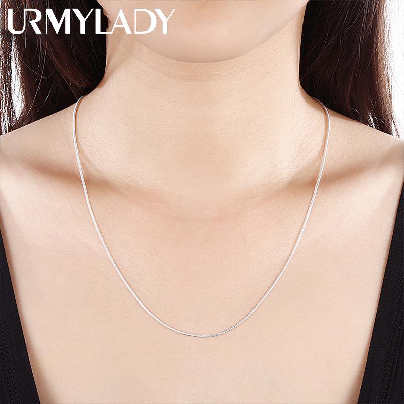 URMYLADY Серебро 925 пробы, 5 шт./лот, 16/18/20/22/24/26/28/30 дюймов, 1 мм, цепочка в виде змеи для женщин и мужчин, модные ювелирные изделия, подарок