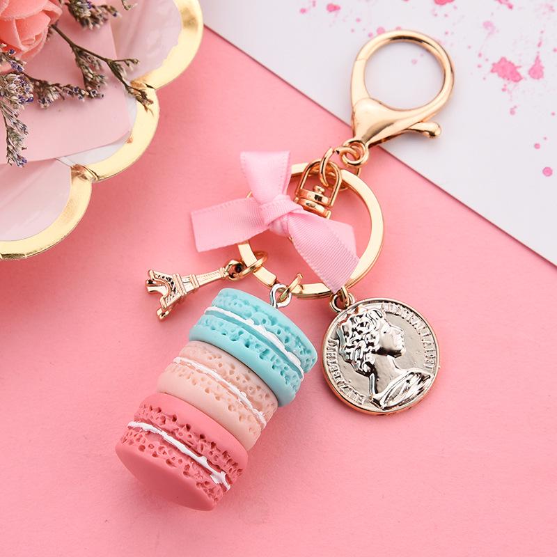Personalized Butterfly Macaron Cake Keychain with Gold Tag and Book Packaging