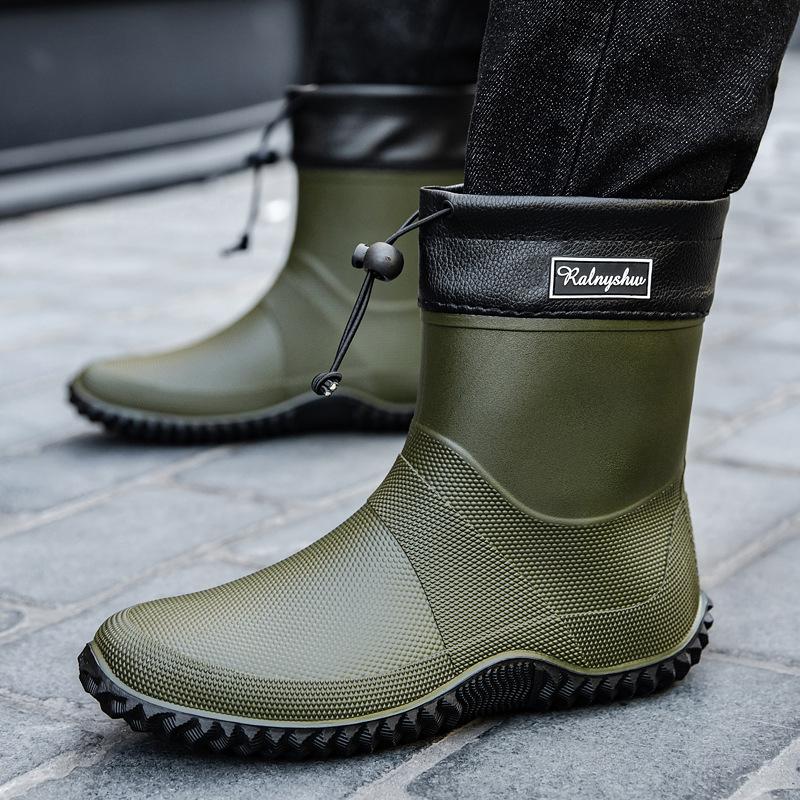 Rain shoes men's and women's short tube non-slip and wear-resistant water shoes couple outdoor closed commuter waterproof glue shoes water boots