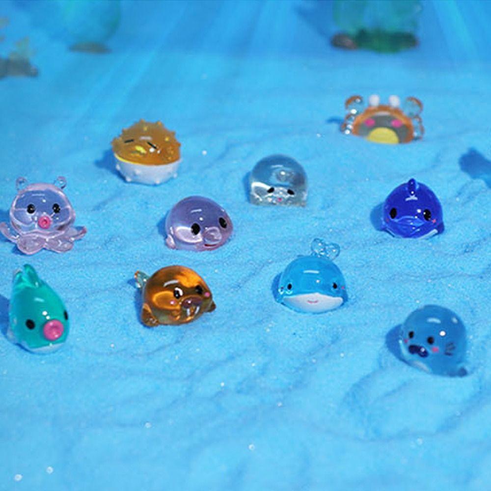 Cartoon Ocean Animal Miniature Figurines Cute Mini Ocean Animal Statue Desk Accessories