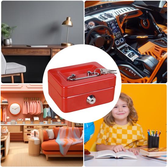 Мини-денежный ящик с замком безопасности и двумя ключами Компактный противоударный портативный многокамерный депозитный сейф для мелких наличных денег Металлическая шкатулка для драгоценностей