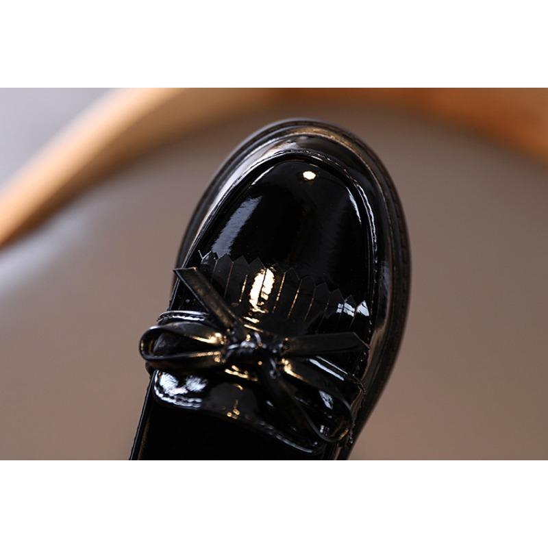 Fashion Versatile Children's Leather Shoes Spring Korean Version Girls British Style Fringed Single Shoes Student Bow Flats
