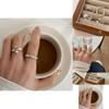 Stylish Minimalist Pearl Ring For Women Adjustable Copper Unique Geometric Design