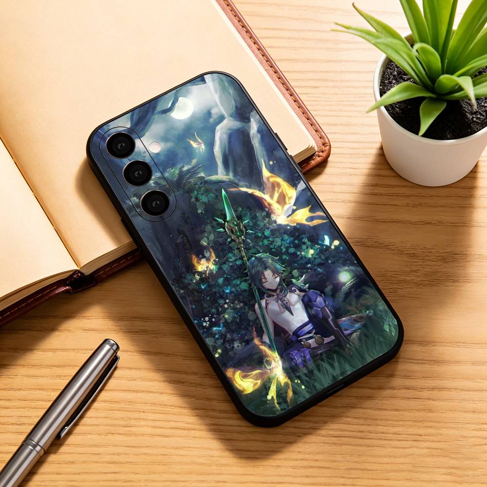 Чехол для телефона G-Genshin Impact Xiao для Samsung Galaxy A73, A72, A71, A70, A53, A52, A51, Мягкий силиконовый черный чехол