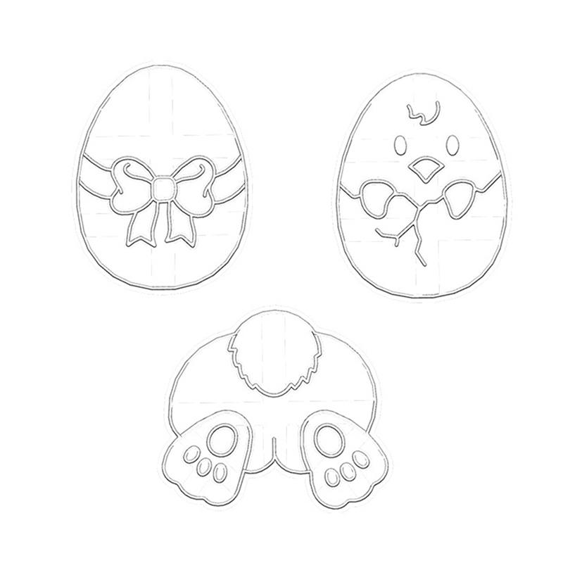 3Pcs Easter Egg Cookie Cutter Bunny Chick Shaped Fondant Icing Biscuit Mold