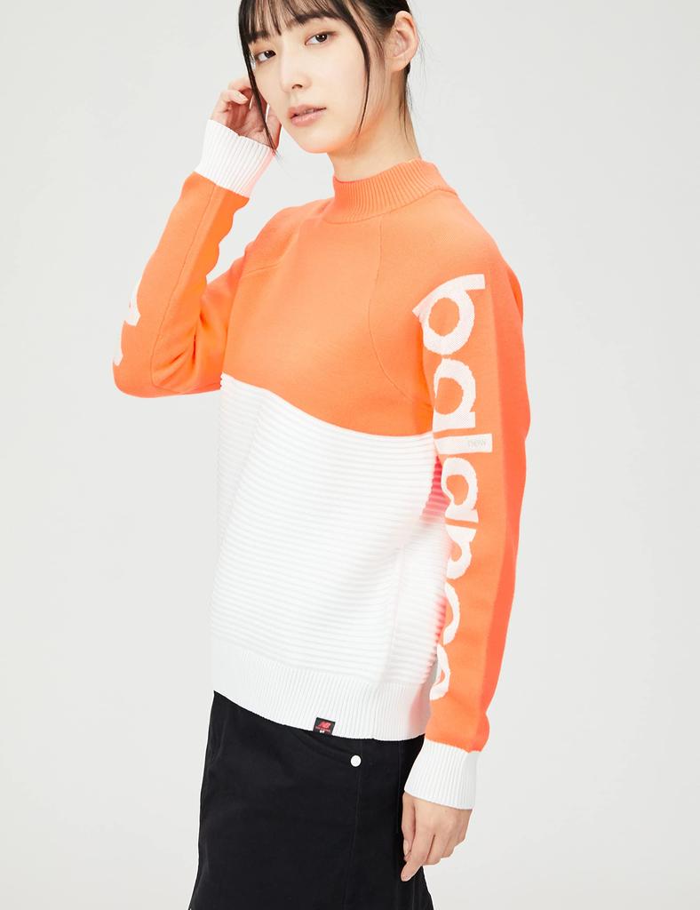 Гольф с воротником-стойкой, жаккардовый трикотаж Dyna с инфракрасным излучением, тепло x Белый 1 [New Balance] (рисунок логотипа, горячее хранение, удержание, растягивание) / Женский /