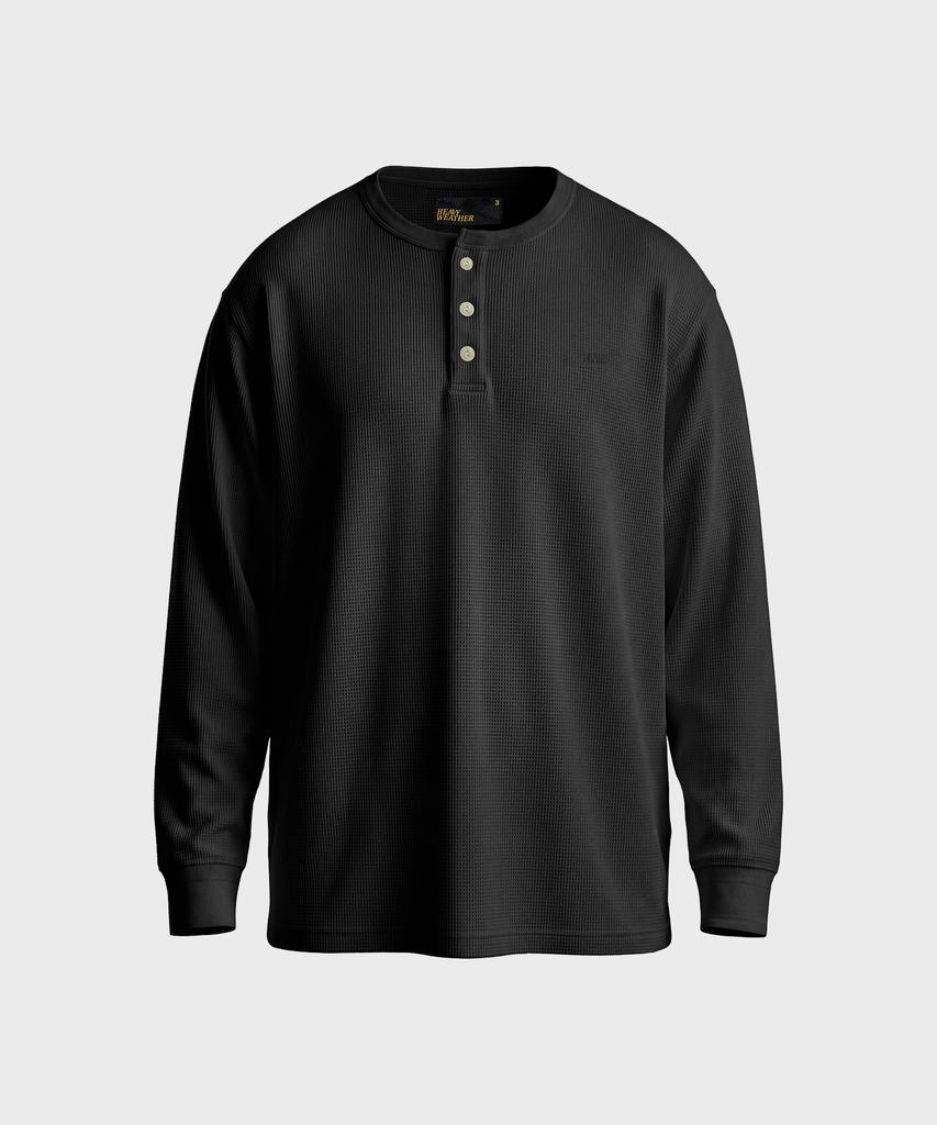 HEBIWEDEO Washable Waffle Henley Neck
