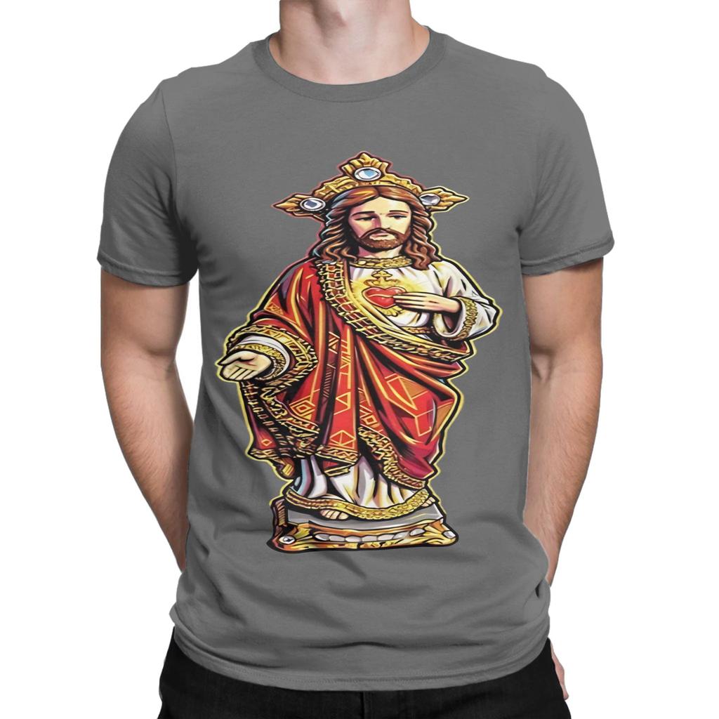 Sacred Heart of Jesus Divine Blessing Design Funny 100 Cotton TShirt Jesus Tees Tops For Unisex