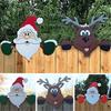 Popular Outdoor Christmas Fence Decoration: Santa Claus and Reindeer Peeking