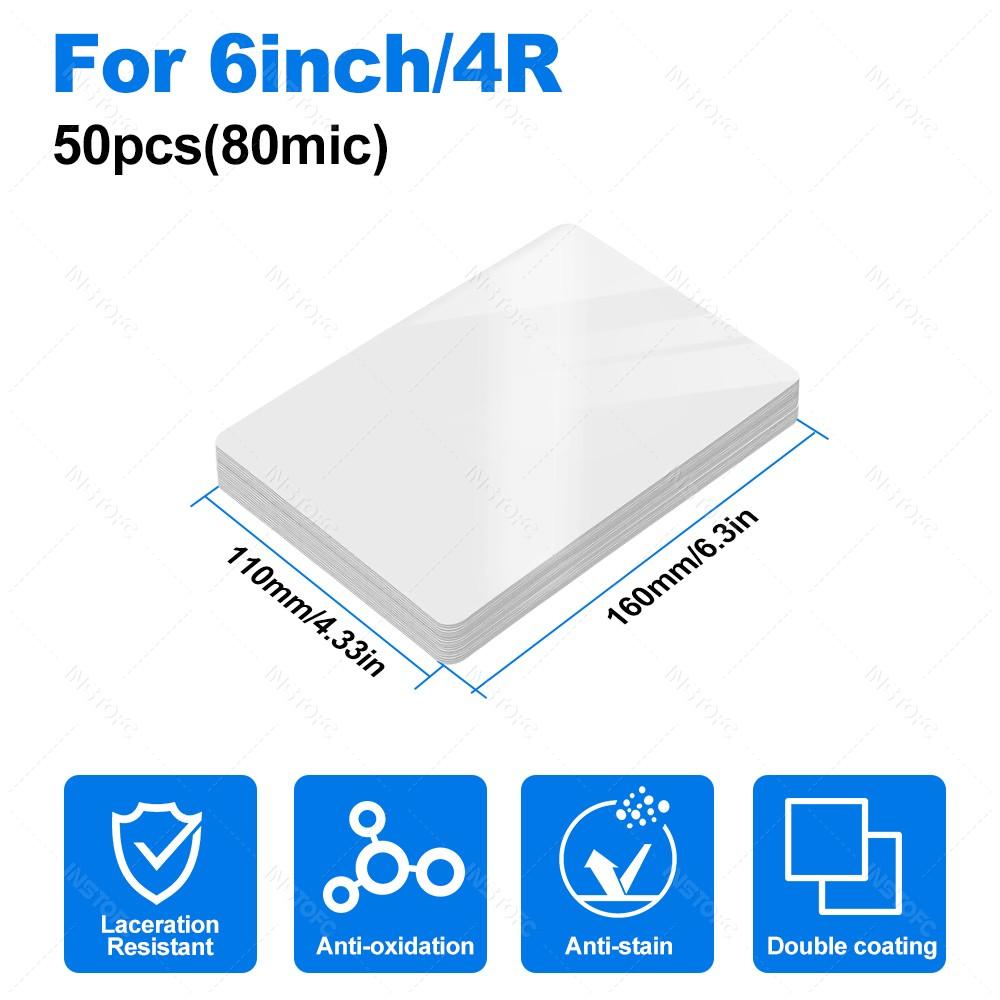 50 листов 80 микрон 3/5/6 дюймов Ламинирующая пленка ПЭТ ЭВА Пластиковая пленка для горячего ламинатора 3R 4R 5R A6 A5 A4 Для фото/документов/карточек/меню