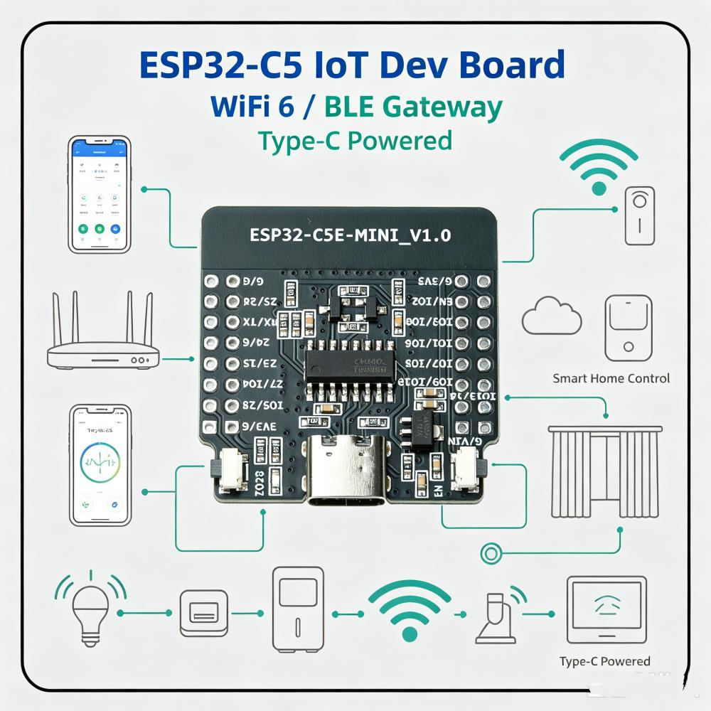 Esp11-c1-n16r8 1,1 ГГц 1 ГГц Wi-Fi Bluetooth 6.1 Плата разработки Основная плата Драйвер Ch111c Порт Type-C Умный интернет 16 МБ