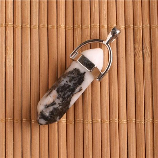 Hexagonal Agate Bullet Quartz Crystal Pendant Necklace