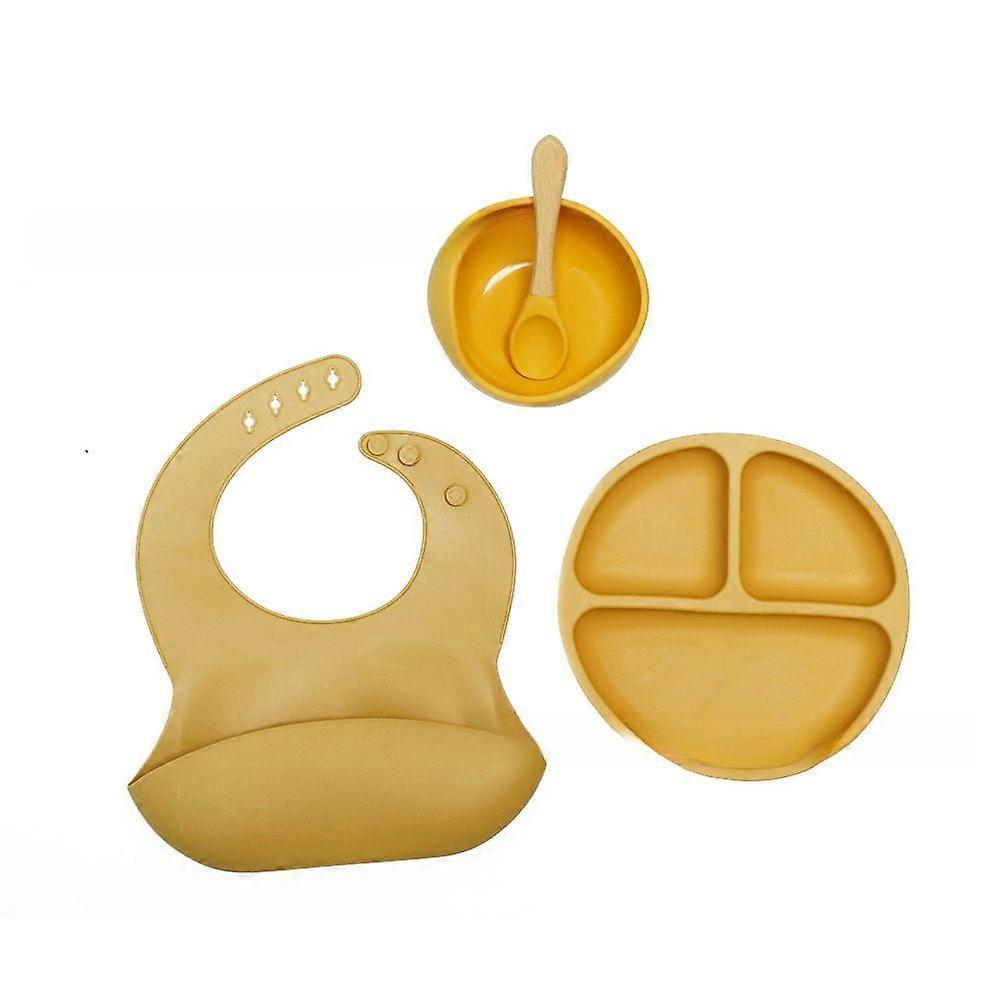 Children's Silicone Tableware Ten-piece Set Baby's Silicone Separated Dinner Plate Supplementary Bowl Fork Spoon Bib Mother and Baby Tableware Suit