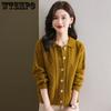 Autumn Collar Knitted Sweater Cardigan Women's Short Sweater Jacket Women's Spring and Autumn