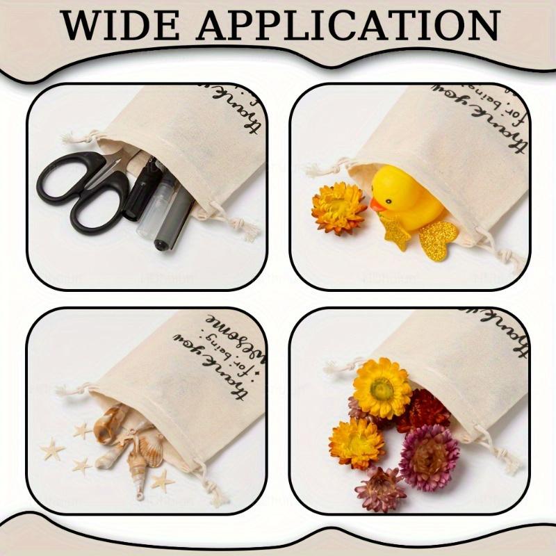 5/10pcs Canvas Drawstring Bag, Birthday Party, Holiday, Wedding Decoration Gift, Letter Print, Drawstring Drawstring, Drawstring Bag