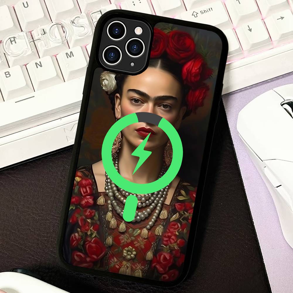 Модный Чехол для Телефона F-Frida K-KahlosS Для IPhone 17 16 15 14 13 12 11 Pro Max Plus Для Magsafe Магнитный Корпус