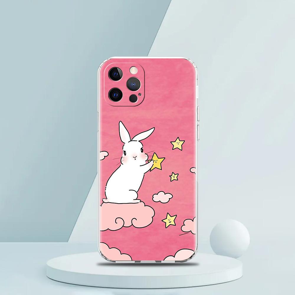 Милый Красочный Кролик Роскошный Чехол Для Телефона Для iPhone 16 15 14 13 12 11 Pro Max XS X XR SE 7 8 Plus Мягкий Силикон Прозрачный Чехол
