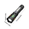 Handheld LED Flashlight USB Charging Super Bright Flashlight Power Display Powerful Zoom Lamp with Side Light for Camping Hiking