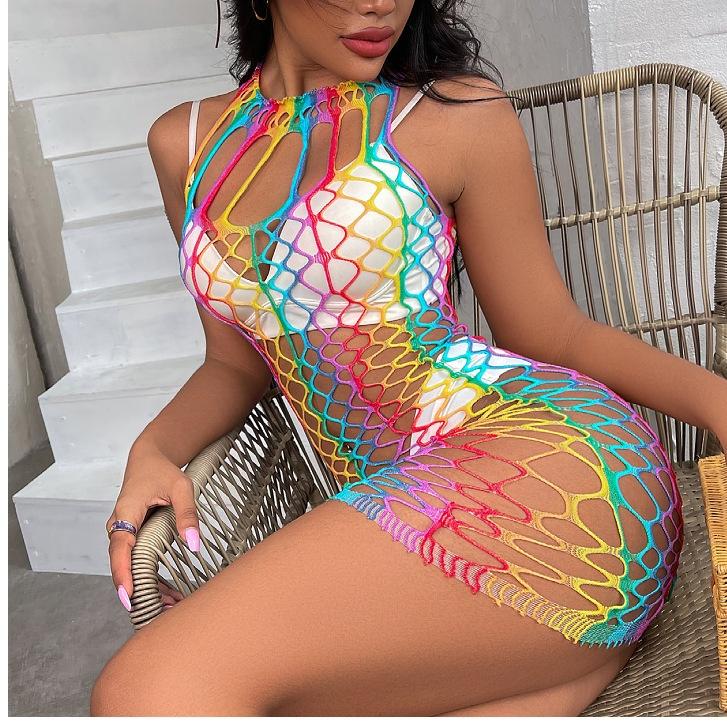 Colorful Stripes Sexy Lingerie Women Sleepwear Sexy Lace Night Dress Exotic Transparent Female Underwear Babydoll Erotic Adult Female Sex Game Costume